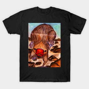 Platypus Collecting Pebbles Underwater T-Shirt